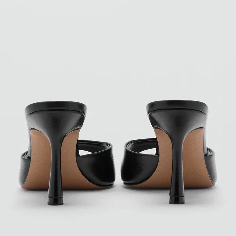 Women's High Heel Sandals 2026 Spring Summer New Painted Leather Fashionable Elegant Sandals Outdoor Wearable High Heel Slippers