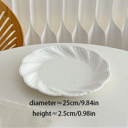 New French Minimalist Style High Temperature Fired Ceramics Plates Dinner Sets Stem-Dish Rice Fruit Bowl Salad Plate Tableware