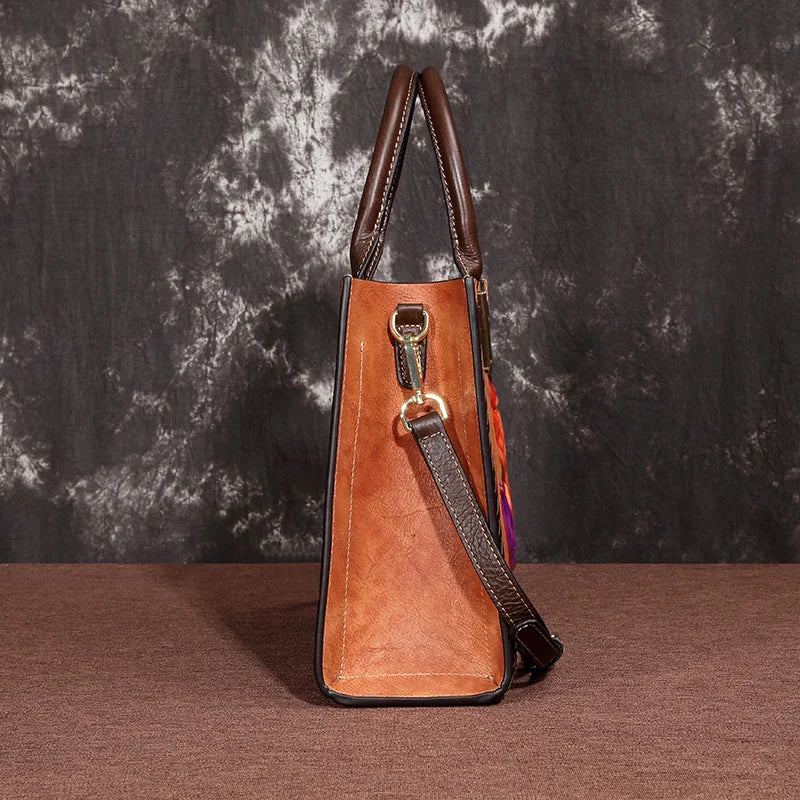 Ladies' Handbag Crossbody Single Shoulder Simple Retro Women's Top Layer Cowhide Hand Polished European And American
