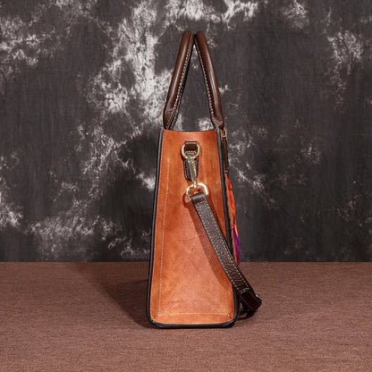 Ladies' Handbag Crossbody Single Shoulder Simple Retro Women's Top Layer Cowhide Hand Polished European And American