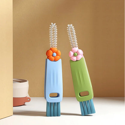 Flower Petal Three-Piece Cup Lid Brush, Water Bottle Gap Straw Cleaner, Cup Lid Gap Cleaning Brush, Cup Cleaning Tool