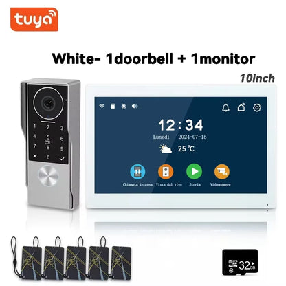 Anjielo 2-Wire TUYA Smart Video Intercom Doorbell Wired 1080P Waterproof Camera WIFI 7/10inch IPS Touch Screen Support IP CCTV