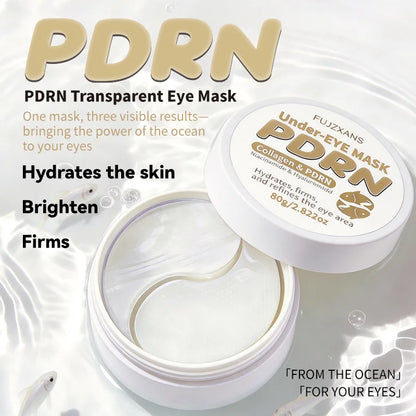 PDRN Eye Patches 60 Pcs，Clear Collagen Eye Mask For Dark Circle And Puffiness，Brightening Firming with Niacinamide HA Sodium