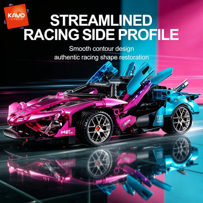 KAVOWORLD New Simulation City Sports Car Building Kit 467pcs High-Speed Racing Car Blocks Set Plated Exotic Small Supercar Vehicle Model Scissor Doors Collectible Display Super Bricks Puzzle Toy DIY Assembly Desktop Decor Hal