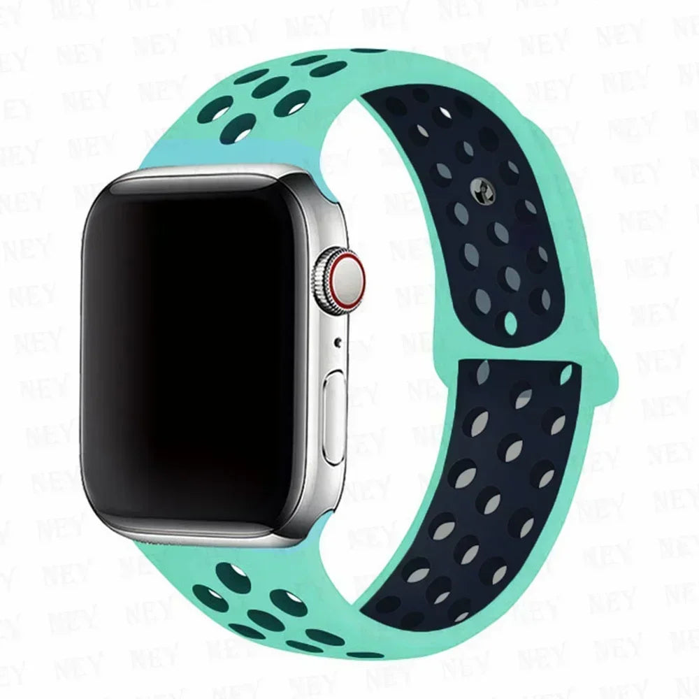 Silicone Sport Straps For Apple Watch 10 Band 45mm 44mm Ultra2 49mm 38/40mm 41mm 42 46mm Bracelet iWatch Series 8 7 6 4 5 3 9 SE