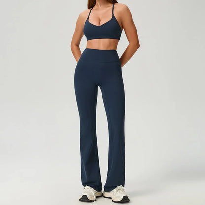 Fitness Suit 2PCS Women Tracksuit Sports Zipper Long Sleeve Yoga Set Gym Clothes Flared Pants Sportswear Female Workout Clothes