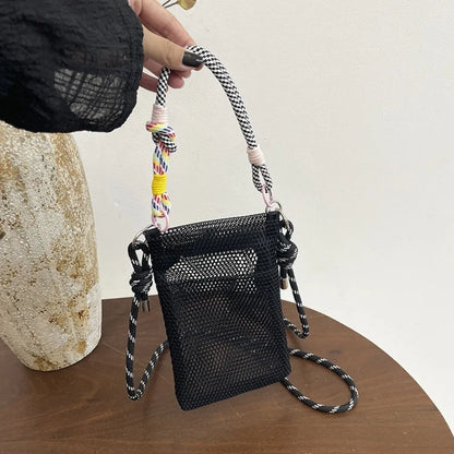 Casual Large Capacity Mesh Shoulder Bags Lightweight Mesh Crossbody Bags Mobile Phone Bag
