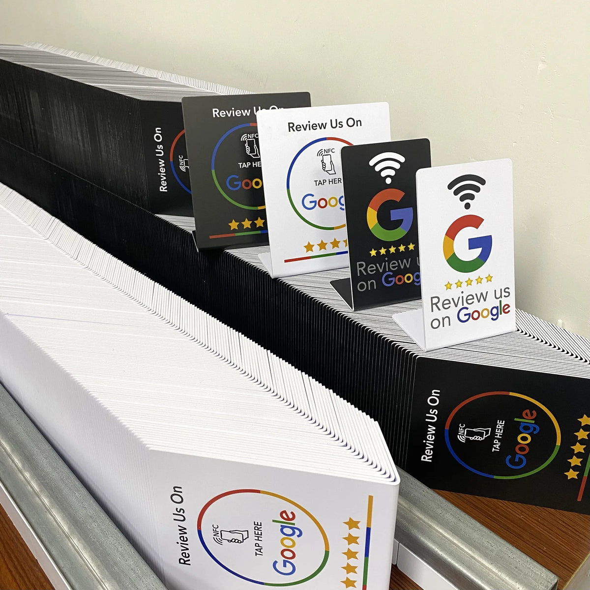 5YOA Google Review Card NFC station 13.56Mhz programmable table NFC Google Reviews display bending card standing brand bracket