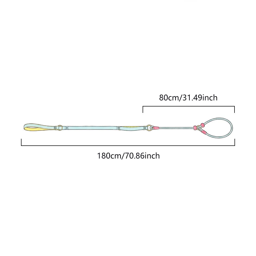 Double Handle Pet Dog Training Round Rope Light Weight Nylon P Chain Adjustable for Small Medium Dogs Walking Leash Pet Supplies