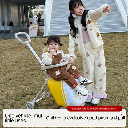 Suitcase for Children can sit and ride 2 in 1 Detachable Trolley Handle 20 inch Kids carrier Suitcase with Seat and Guardrail