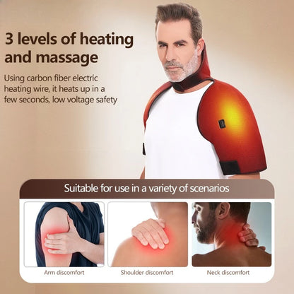 Heated Shoulder Back Massager 3 Massage Heating Functions Fits Shoulders Neck Back Relieves Cervical Soreness Muscle Strains