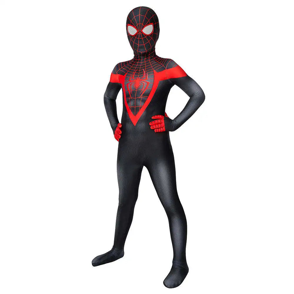 Spiderman Zentai Costume Anime Superhero Miles Morales Spider Man Cosplay Costume Bodysuit Halloween Costume for Kids Boy Adult
