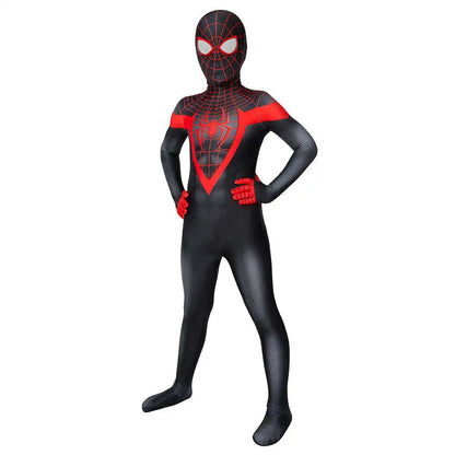 Spiderman Zentai Costume Anime Superhero Miles Morales Spider Man Cosplay Costume Bodysuit Halloween Costume for Kids Boy Adult