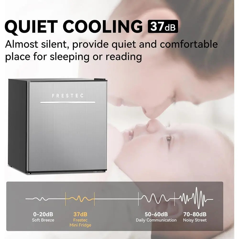 Compact Mini Refrigerator with Freezer, Ideal for Dorms and Bedrooms (Grey)