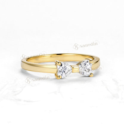 Samstin 0.6CTW Heart Moissanite Ring Set Ring for Women Solid 14K 10K Yellow Gold Ring for Anniversary Christmas Gifts Party