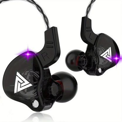 QKZ AK6 Copper Driver HiFi Wired Earphone 3.5MM Race Sport Headphone Bass Stereo Headset Music Earbuds In Ear With Mic,Gifts for Men,Christmas Gifts