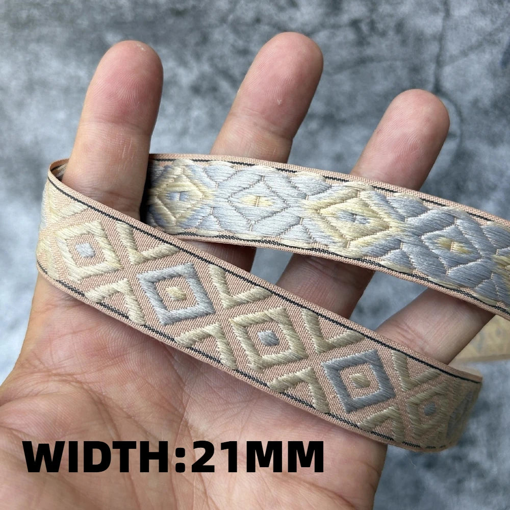 5 Yards 1~3CM Geometric Flower Designs Are Selling Well Embroidered Jacquard Ribbon Decorative Clothing Dog Chain Curtains
