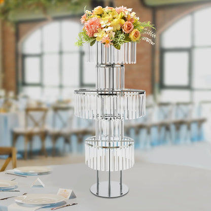 5 Tiers Gold/Silver Wedding Centerpieces Flower Stand Vase Centerpiece Acrylic Flower Stand with Hanging Acrylic