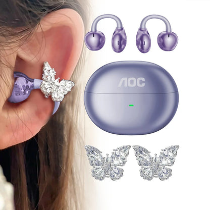 Choice AOC ACD2544 Wireless Bluetooth Earphones Ear Clip Earbuds Surround Stereo Sound Low Latency Music Gaming Clear Calls