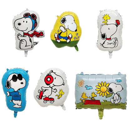 Happy Birthday Party Decorations Dog Banner Flag Foil Latex Balloons White Anime Supplies Baby Boy Girl Kids Cute Toy Gifts