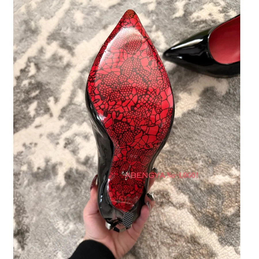 2025 Summer Sexy Gold Metal High Heels Shoes Women Pumps Designer Black Dress Shoes Fashion Party Prom Wedding Shoes For Women