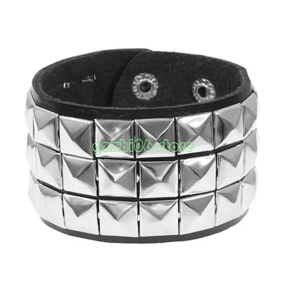 T5UF Stylish Punk Rock Bracelet Square Rivets Punk Wristband Trendy Gothic Jewelry Suitable for Individuality and Comfort