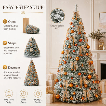 Integrated Christmas Tree Foldable with Ornaments LED Lights High Grade Christmas Tree 120cm To 180cm Home Christmas Party Decor