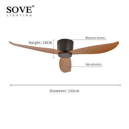 SOVE Low Floor Modern BLDC Ceiling Fan with Remote Control Household Use Ventilation Fan Motor Electric Fan Decorative Fans