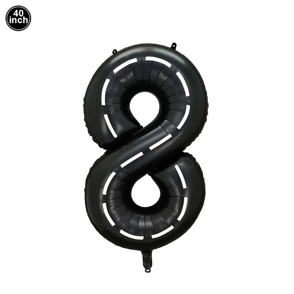 40'' Number Race Car Balloon Racetrack Balloon Truck Bike Wheels Tire Racing Car Theme Party Supplies Boys' Birthday Party Favor