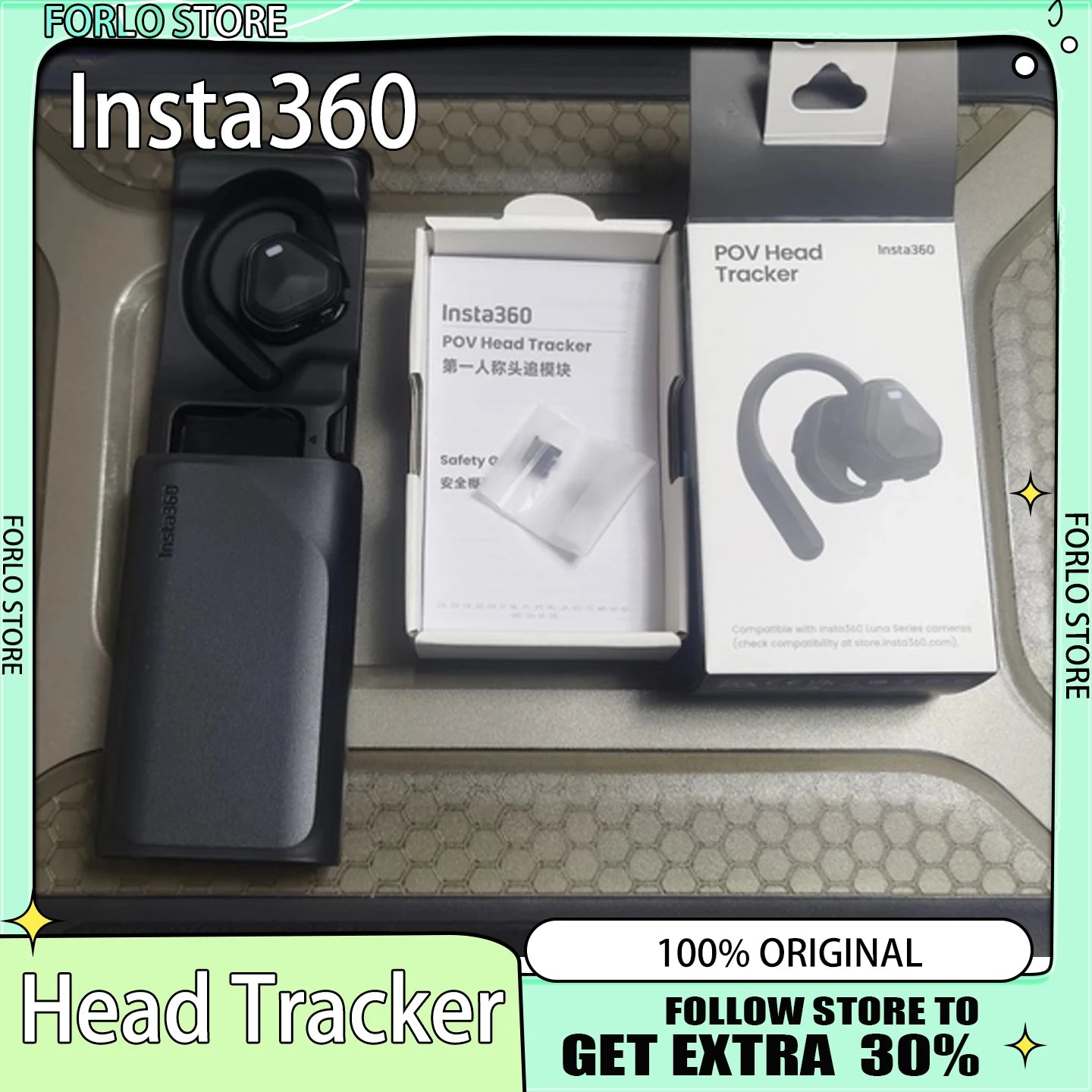 Insta360 Head Tracker Luna Ultra POV Motion Sensor Module 360 Camera Helmet Mount VR First Person View Accessory