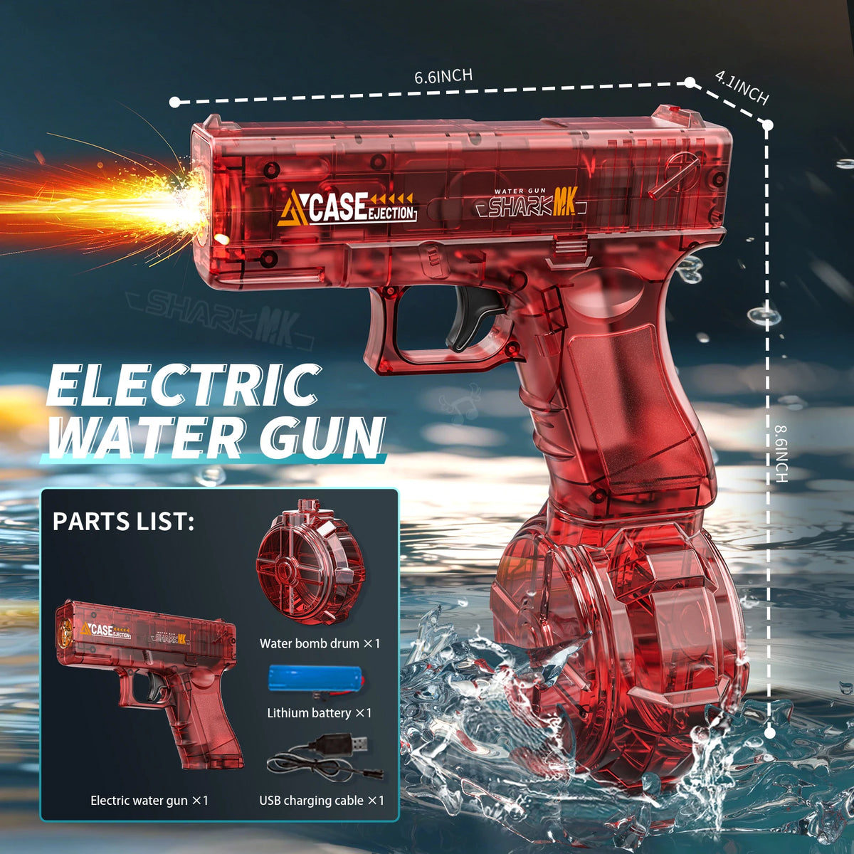 Electric Water Gun Toy Rechargeable Long Range Water Blaster for Beach Pool Backyard Battles Adults Kids Summer Toy Birthday