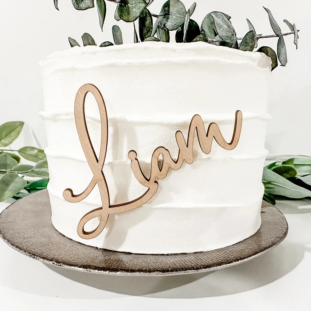 birthday cake topper customized wood cake toppers custom gold acrylic with name cake decor can be used for multi-layer cakes