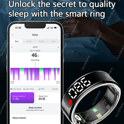New Smart Ring R13 LED Display Screen Gesture Sweep Video Heart Rate Sleep Monitor 5ATM Waterproof Wireless Charging Rings HT30
