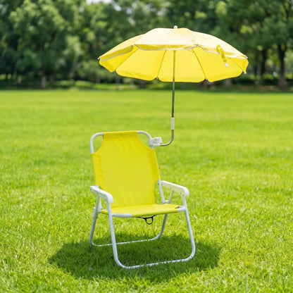 Alloy Low Profile Outdoor Folding Seat with Umbrella Canopy Portable Compact Beach Chair for Camping Fishing Garden Terrace