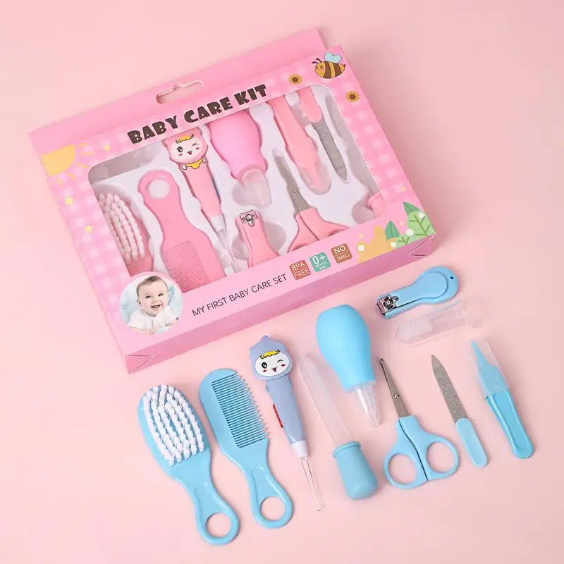 Baby Care Kit Baby Nail Clippers Nasal Aspirator Nose Cleaning Tool Safety Comb Brush 10-Piece Set Specially Designed for Bags