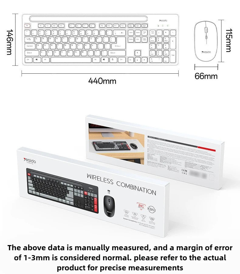 Hot Sale Portable USB Wireless Keyboard & Mouse Set for Desktop & Laptop Silent Mouse Set Suitable for Home Game & Office Use
