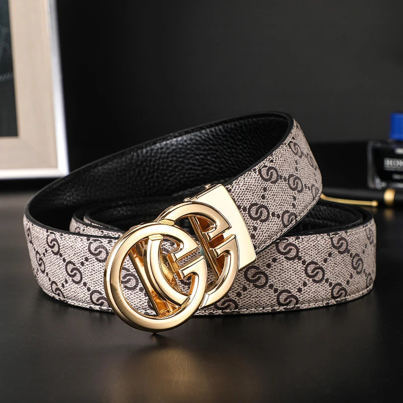 2024 New business Male Famous Style Metal Automatic Buckle Luxury Brand Women Belt Genuine Leather Belts for Men Strap jeans