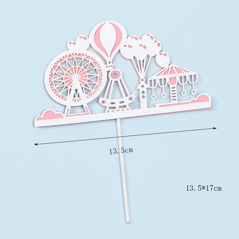 Castle Cake Topper Flag Rainbow Anniversary Cupcake Toppers For Wedding Happy Birthday Party Baking Decoration Happy New Year