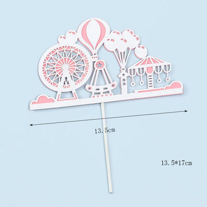 Castle Cake Topper Flag Rainbow Anniversary Cupcake Toppers For Wedding Happy Birthday Party Baking Decoration Happy New Year