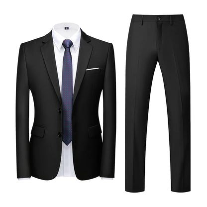 2025 New Solid Two-Button Wedding Suits Set for Men,15 Colors Available Business Casual Slim-Fit Mens Blazer + Pants 2 Piece Set
