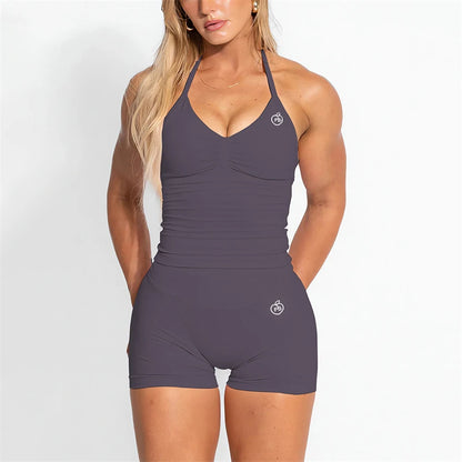 Bum PB Women Sports Yoga Suit Balance Scrunch Shorts Sets Gym Fitted Halter Built-in Bra With Cups Leggings Sets