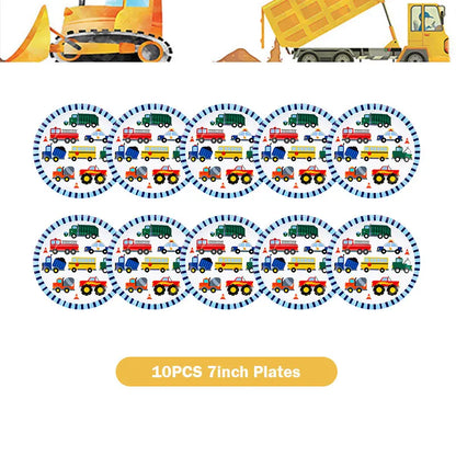 Happy Construction Birthday Party Decorations Set Plates Cup Tablecloth Gift Bags Banner Stickers Cake Decoration Party Supplies