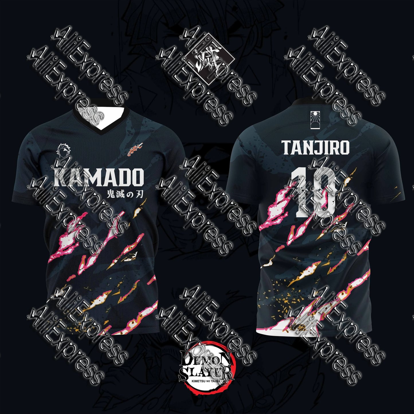 Summer Vintage Anime Devil Slayer Short Sleeve Tops Fashion Unisex Manga Breathable V-Neck T-Shirt Japanese Classic Anime Tee