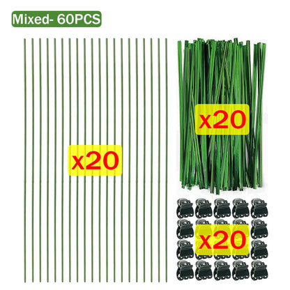 Plant Support Stakes with Orchid Clips Ties Bendable Single Stem Support Rods Holder Sticks for Potted Plants Flowers Vegetables