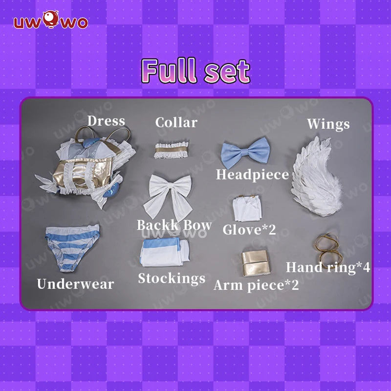 IN STOCK UWOWO Cosplay Stockingg Anarchyy Angell Cosplay Costume Dress with Wings Full Set Halloween Costumes