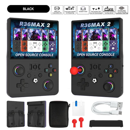 New R36 Max2 Retro Handheld Game Console Linux System 4.5 Inch IPS Screen 64G/128G Portable Pocket Player Built-in 18000+ Games