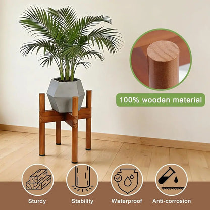 Indoor Wooden Plant Holder, Modern Tall Stand for 5-8 Inch Pots, Suitable for Living Room, Garden, and Balcony