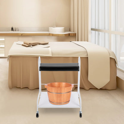 2-Tier Foot Bath Spa Trolley Cart Portable Pedicure Footrest with 4 Wheels Beauty Salon Nail Stand for Pedicures Massages Toenail Care, Load 100 kg/220.46 lbs