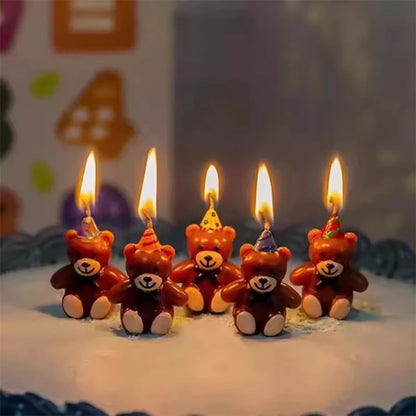 Hot Sale 5PCS Love Little Bear Happy Birthday Cake Candle Children's Tie Letter Bear Party Cartoon Cake Decoration