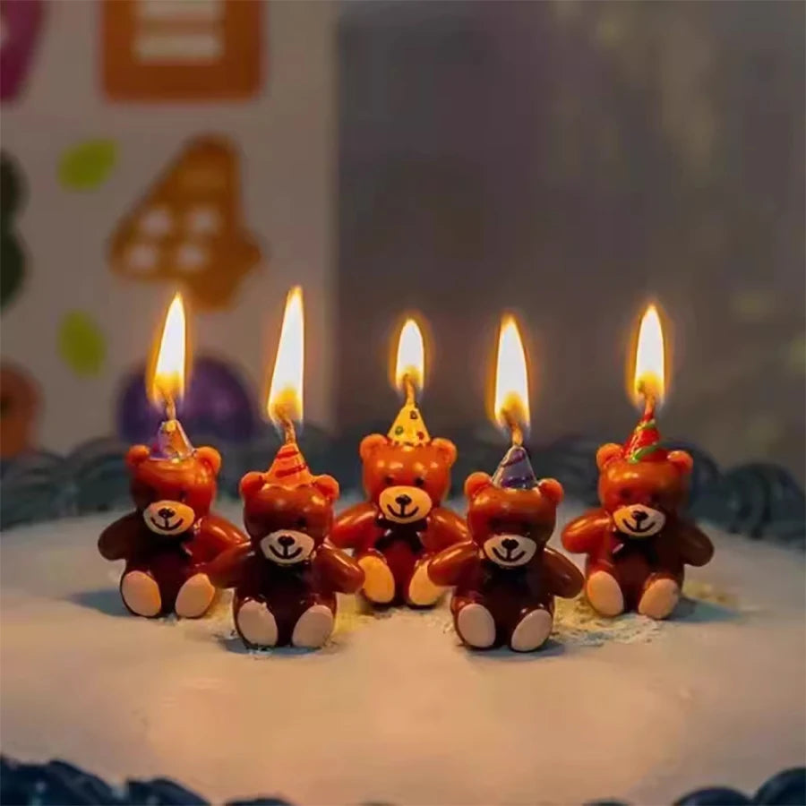 Hot Sale 5PCS Love Little Bear Happy Birthday Cake Candle Children's Tie Letter Bear Party Cartoon Cake Decoration
